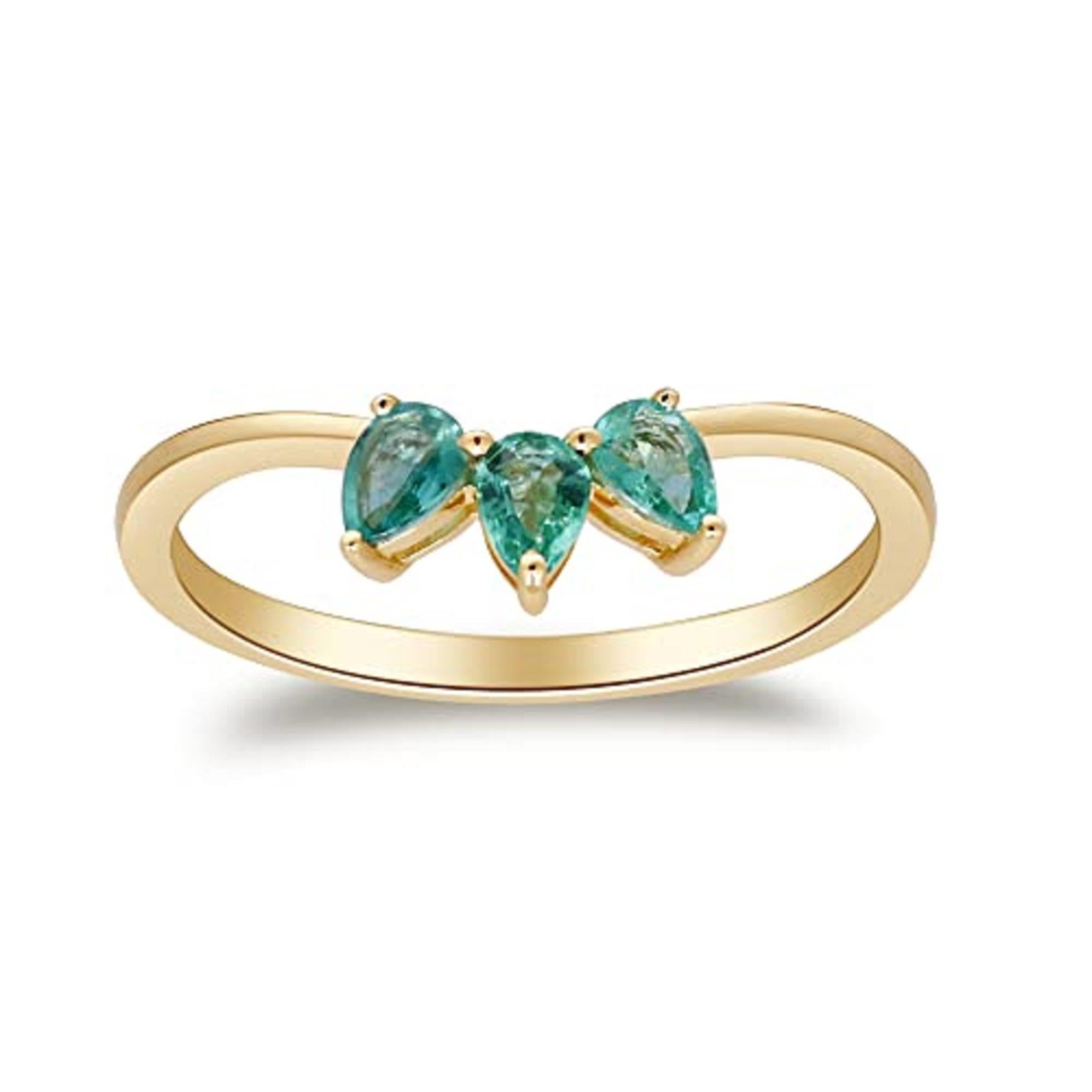 Women's Gin & Grace 10K Yellow Gold Natural Zambian Emerald Ring for women For Sale