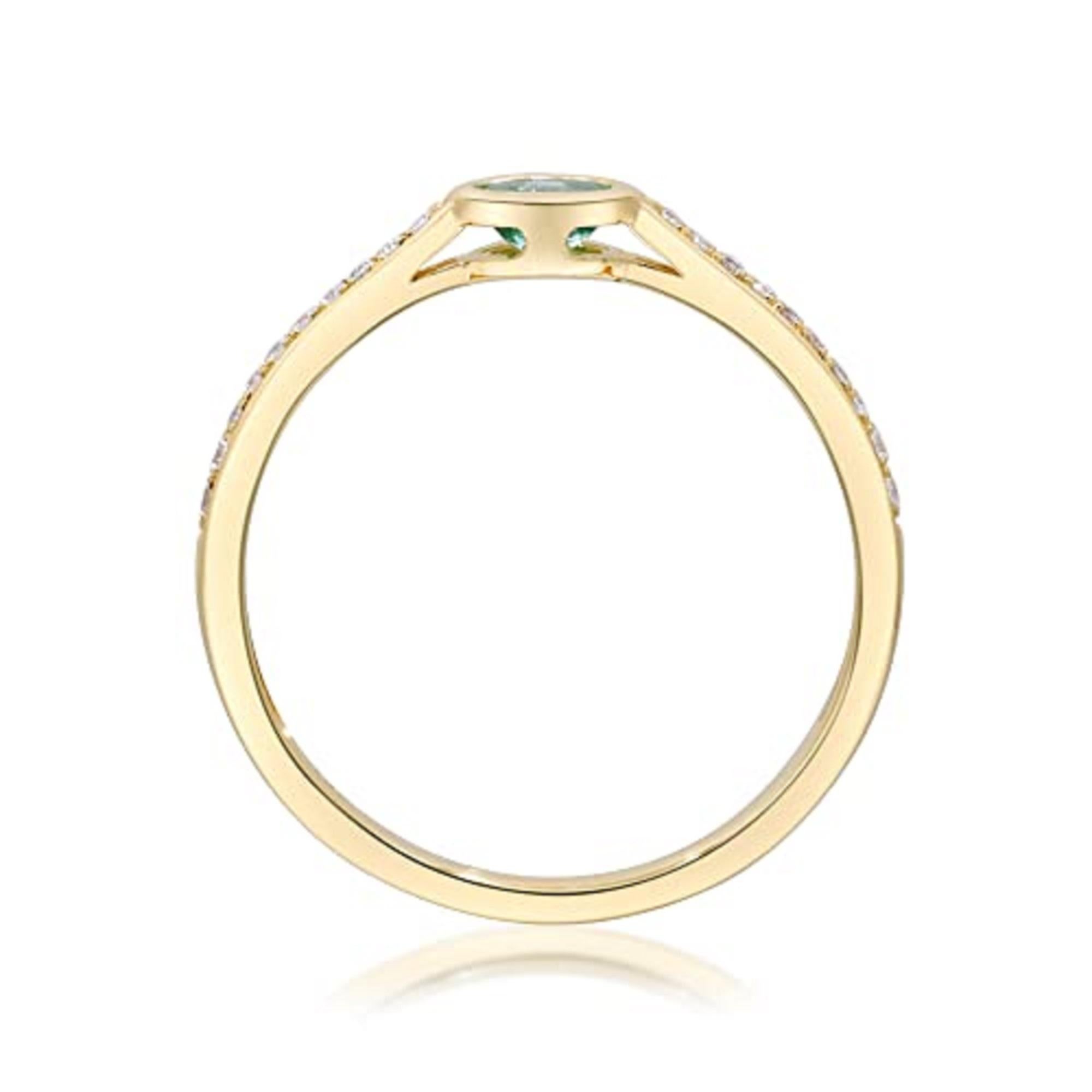 Gin & Grace 10K Yellow Gold Natural Zambian Emerald Ring with Diamonds for women In New Condition For Sale In New York, NY