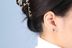 Gin & Grace 10K Yellow Gold Natural Zambian Emerald Stud Earrings with Diamonds