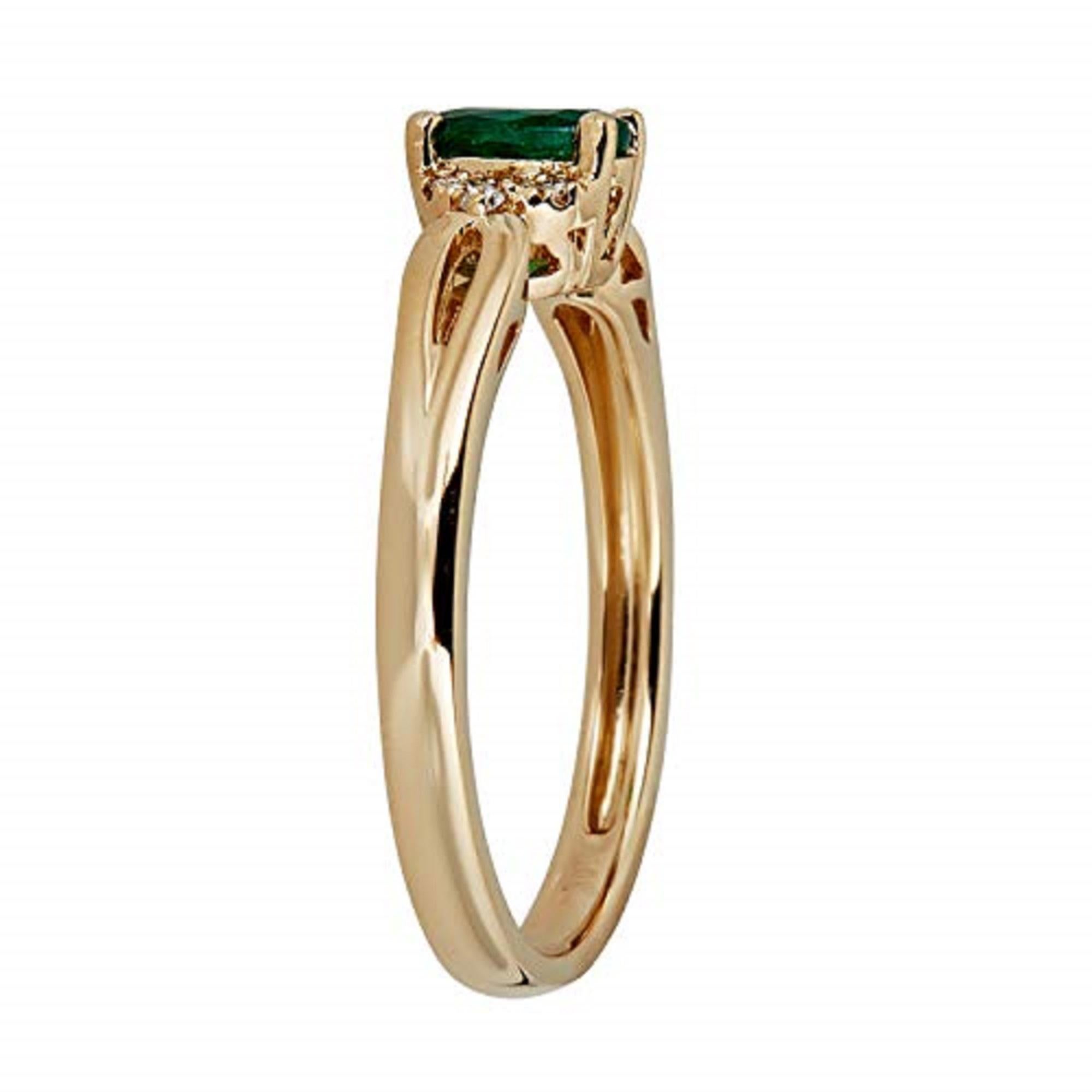 Oval Cut Gin & Grace 10K Yellow Gold Zambian Emerald Ring with Diamonds for Women For Sale