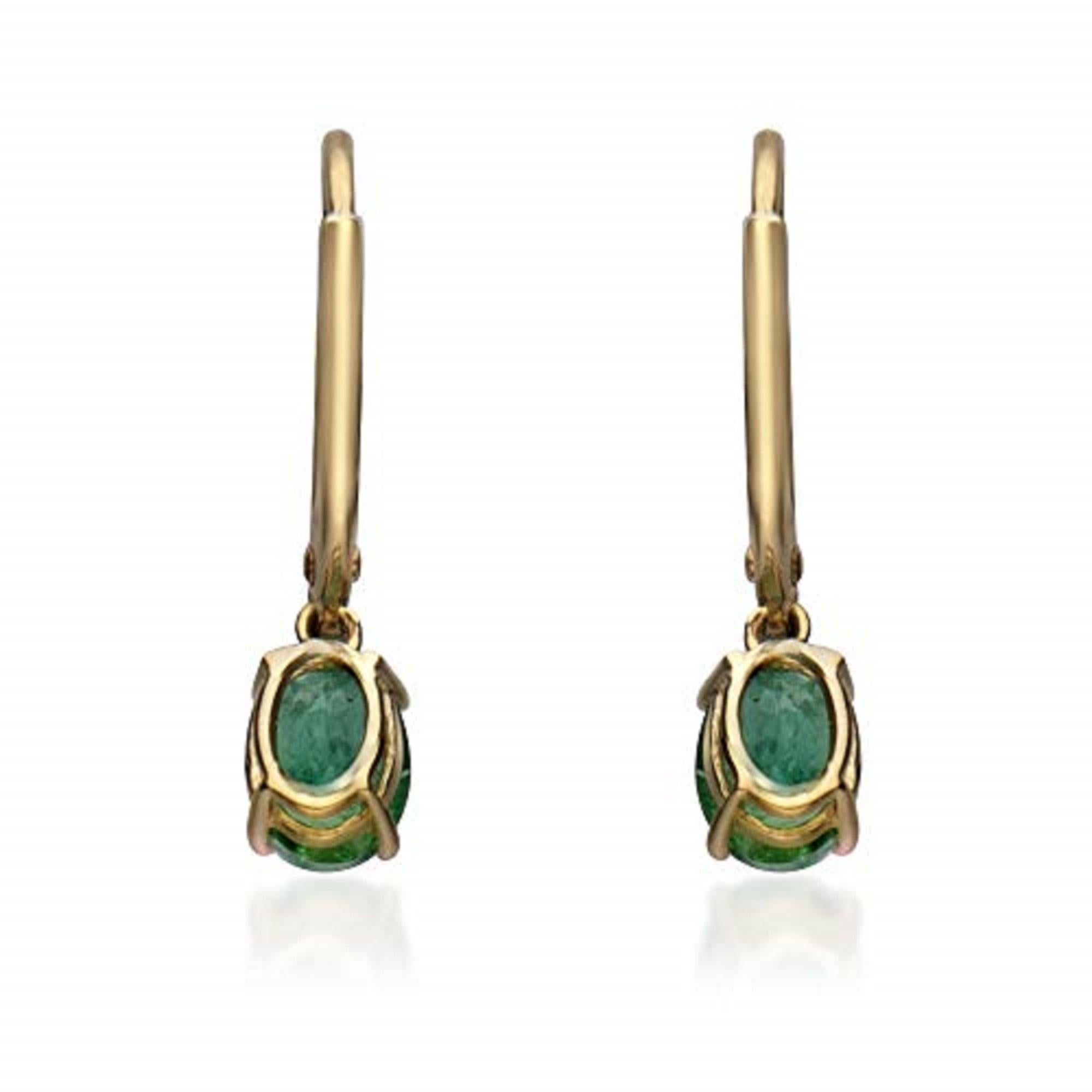 Gin & Grace 10KY Gold Zambian Smaragd-Ohrringe mit natürlichem Diamanten für Damen (Art déco) im Angebot