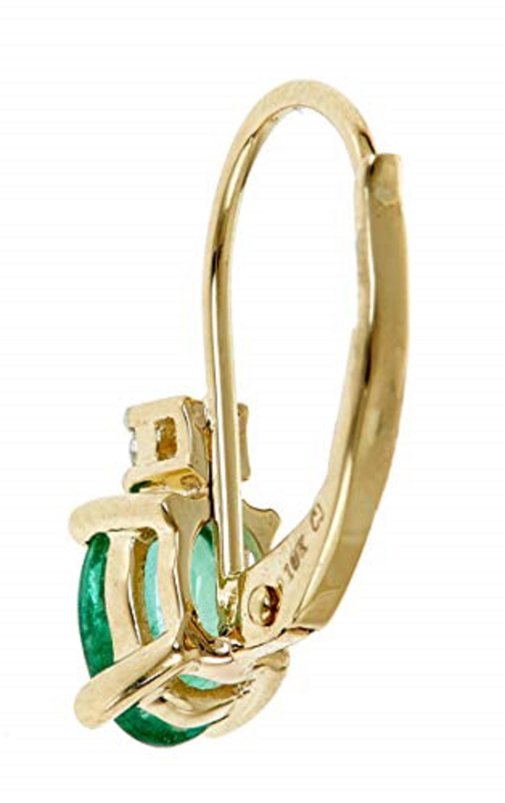 Gin & Grace 10KY Gold Zambian Smaragd-Ohrringe mit natürlichem Diamanten für Damen im Zustand „Neu“ im Angebot in New York, NY