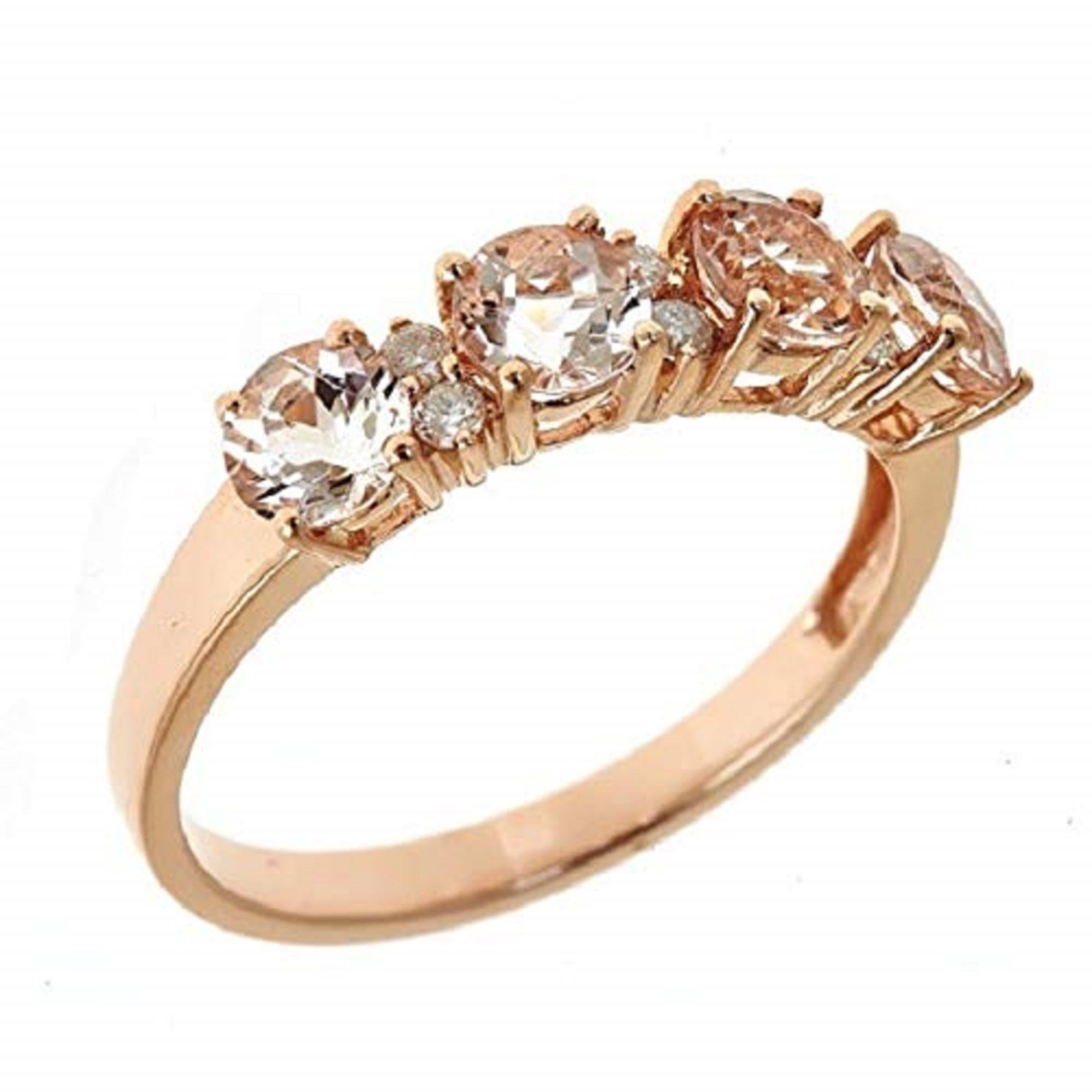 Art Deco Gin & Grace 14K Rose Gold Genuine Morganite & Natural Diamond Ring For Sale