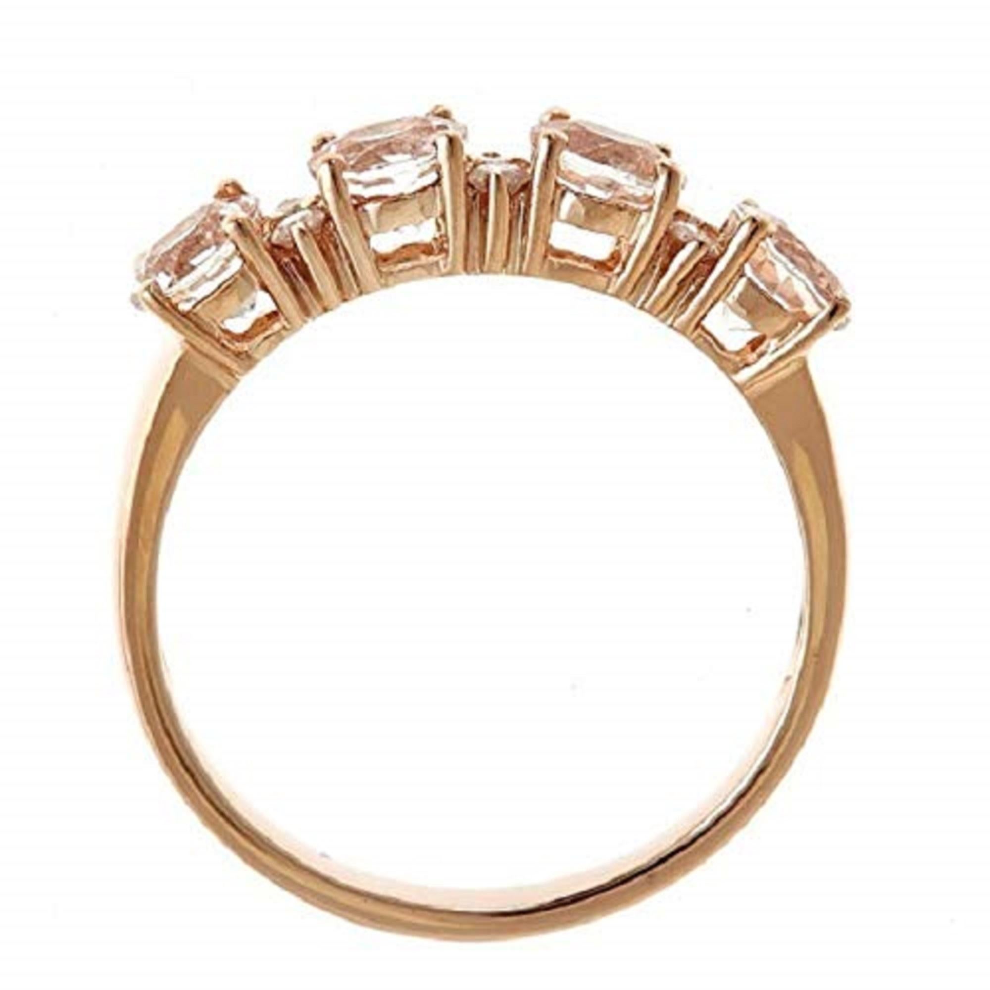 Round Cut Gin & Grace 14K Rose Gold Genuine Morganite & Natural Diamond Ring For Sale
