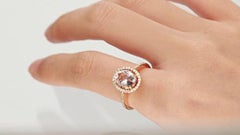 Gin & Grace 14K Rose Gold Genuine Morganite Ring with Diamonds for women
