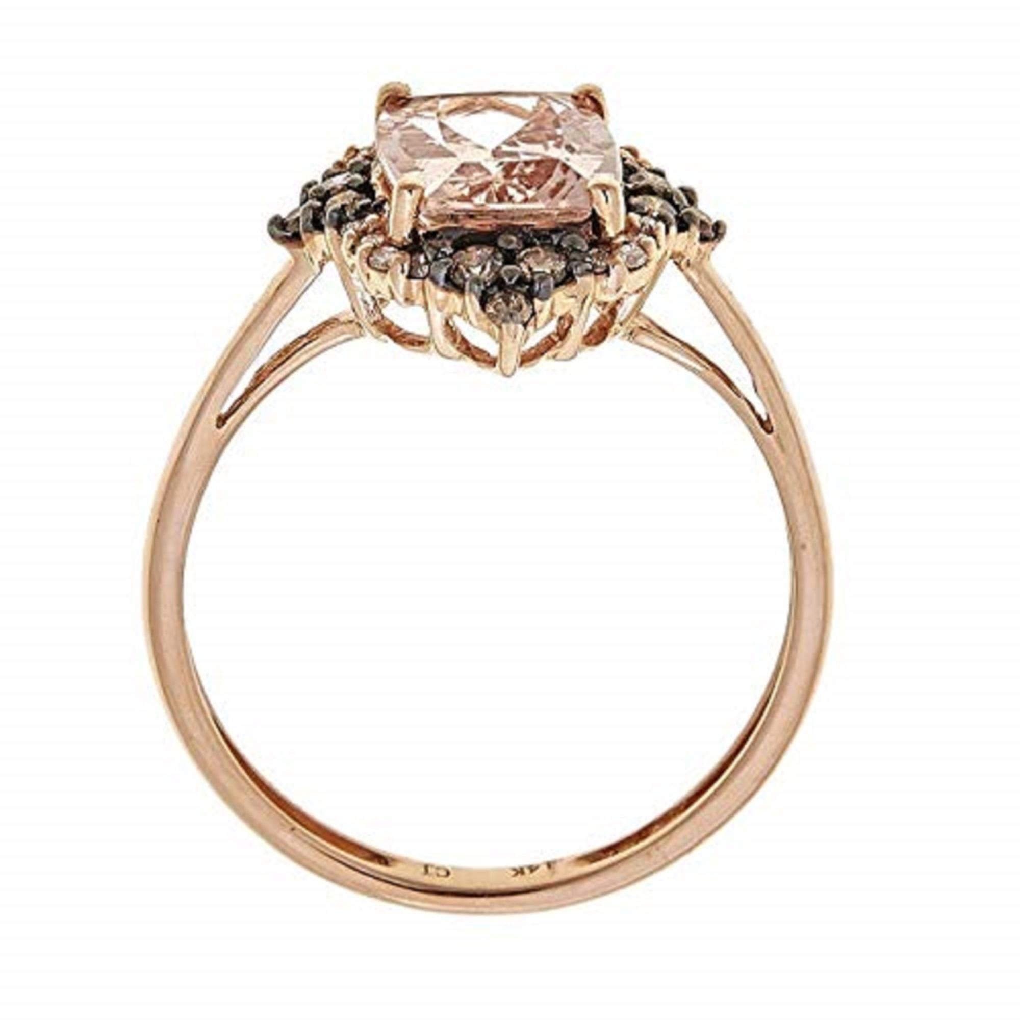 Art Deco Gin & Grace 14K Rose Gold Genuine Morganite Ring with Diamonds for women For Sale
