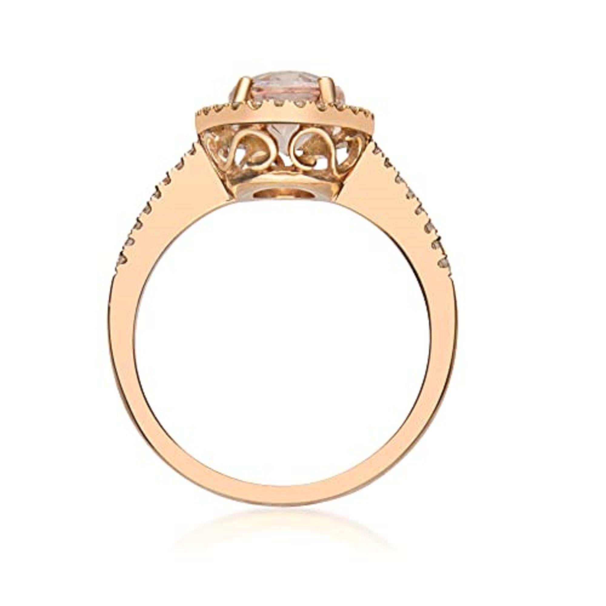 Oval Cut Gin & Grace 14K Rose Gold Genuine Morganite Ring with Diamonds for women For Sale