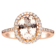 Gin & Grace 14K Roségold Echter Morganit-Ring mit Diamanten für Frauen