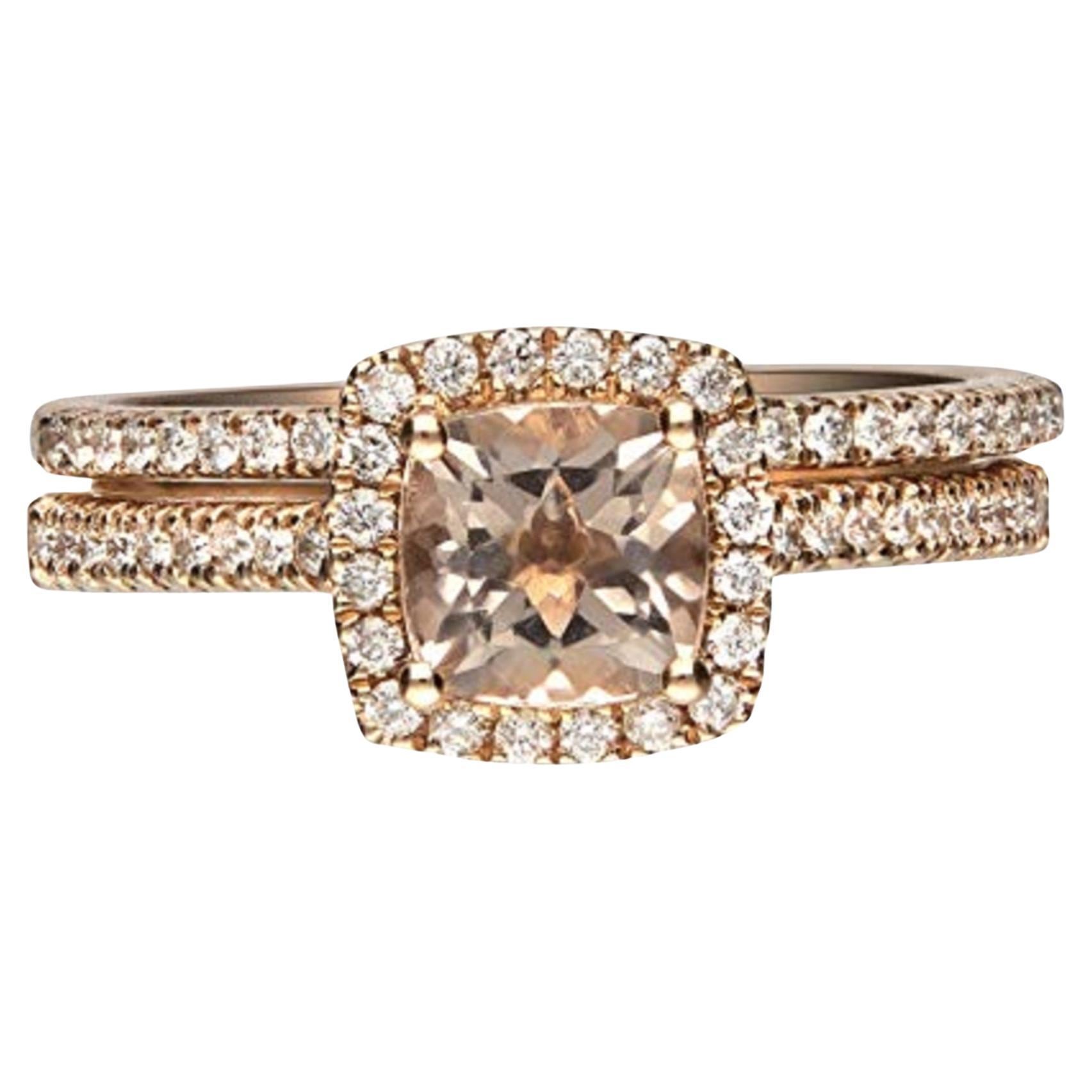 Gin & Grace 14K Rose Gold Genuine Morganite Ring with Diamonds for women For Sale