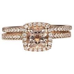 Gin & Grace 14K Rose Gold Genuine Morganite Ring with Diamonds for women