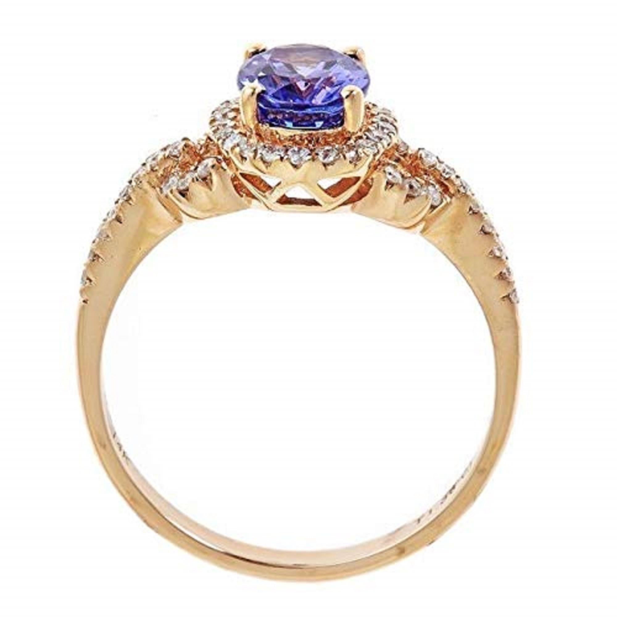 Oval Cut Gin & Grace 14K Rose Gold Genuine Tanzanite Ring with Diamonds for women