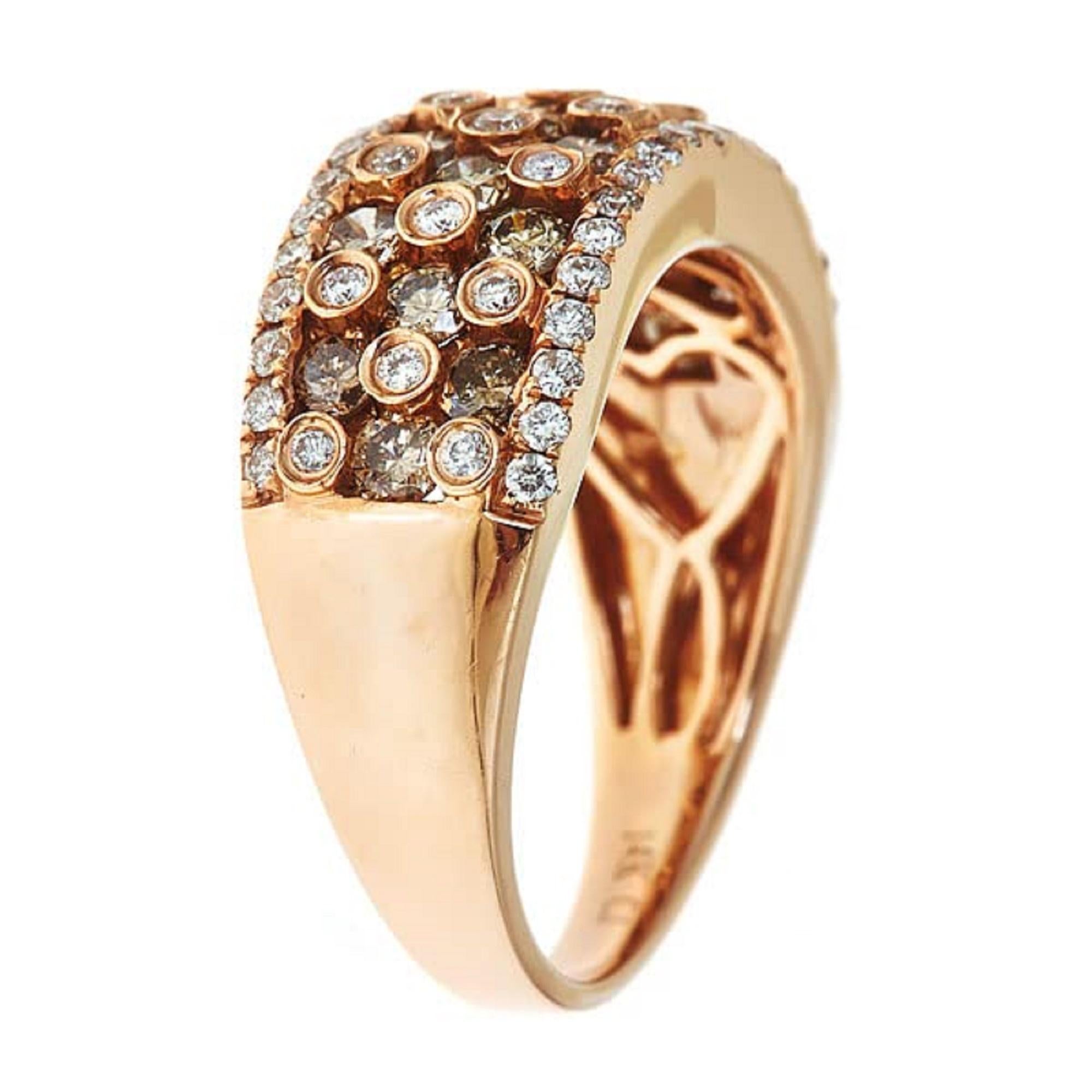 Decorate yourself in elegance with this Ring is crafted from 14-karat Rose Gold by Gin & Grace. This Ring is made up of Round-cut Brown Diamond (19 Pcs) 1.05 Carat. This Ring is weight 4.95 grams. This delicate Ring is polished to a high finish