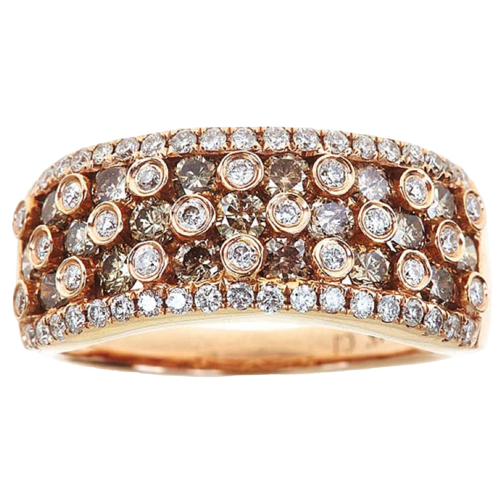 Gin & Grace 14K Rose Gold Natural Brown and White Diamond Ring for women 