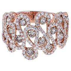 Gin & Grace 14K Rose Gold Natural White and Brown Diamond Ring for women