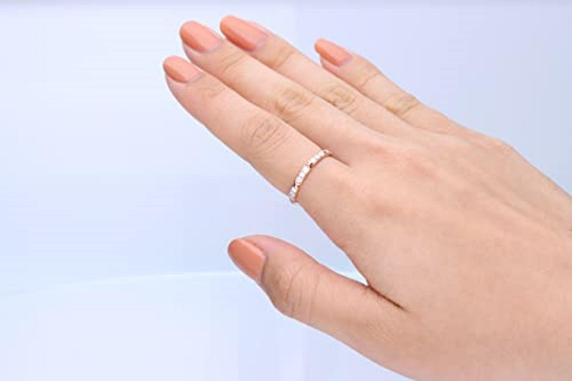 Decorate yourself in elegance with this Ring is crafted from 14-karat Rose Gold by Gin & Grace. This Ring is made up of Round-cut Prong-Setting White Diamond (15 Pcs) 0.33 Carat . This Ring is weight 1.73 grams. This delicate Ring is polished to a