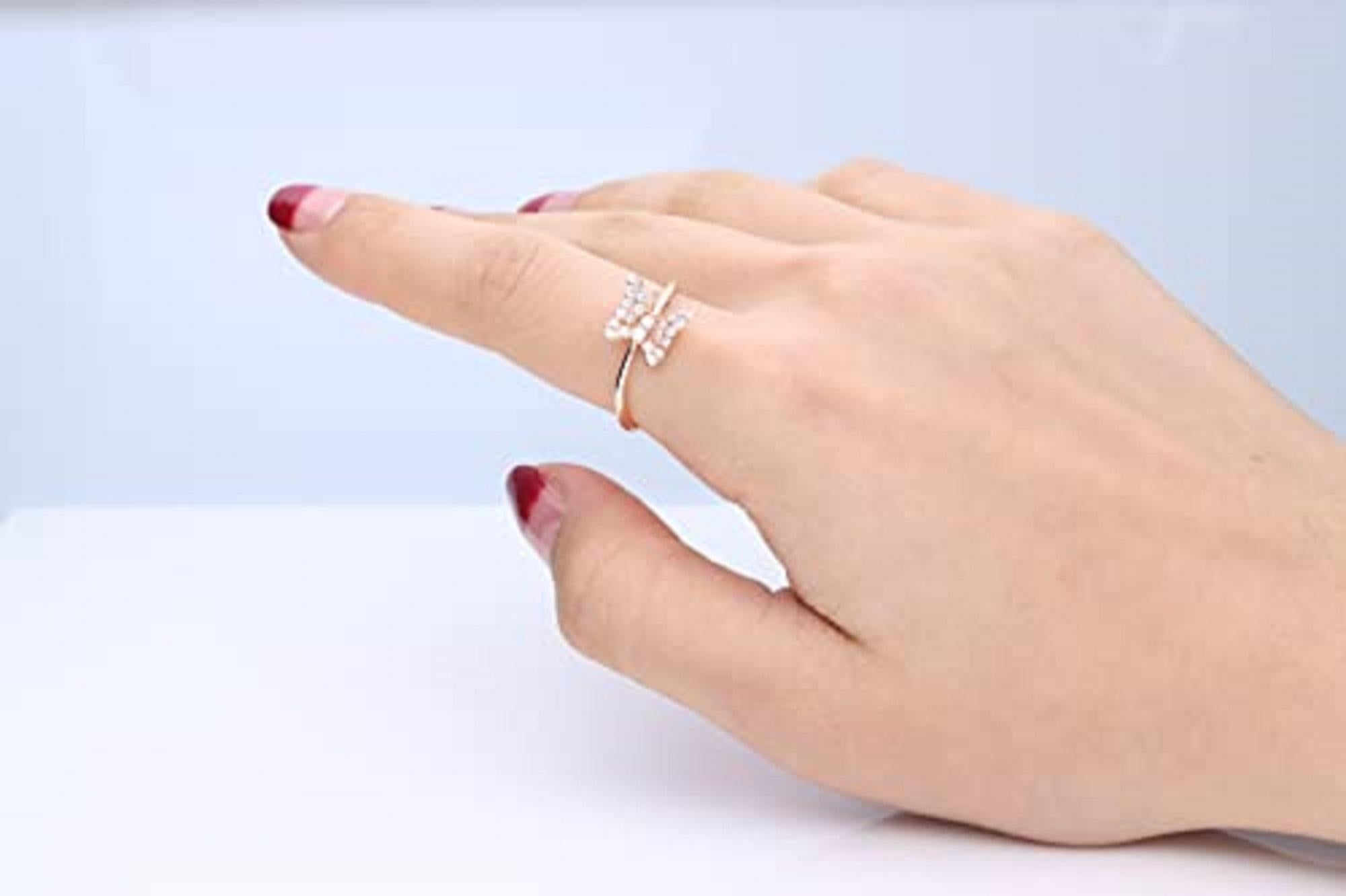 Decorate yourself in elegance with this Ring is crafted from 14-karat Rose Gold by Gin & Grace. This Ring is made up of round-cut white diamond (24 pcs) 0.29 carat. The Ring is designed by the Smithsonian. This Ring is weight 2.01 grams. This