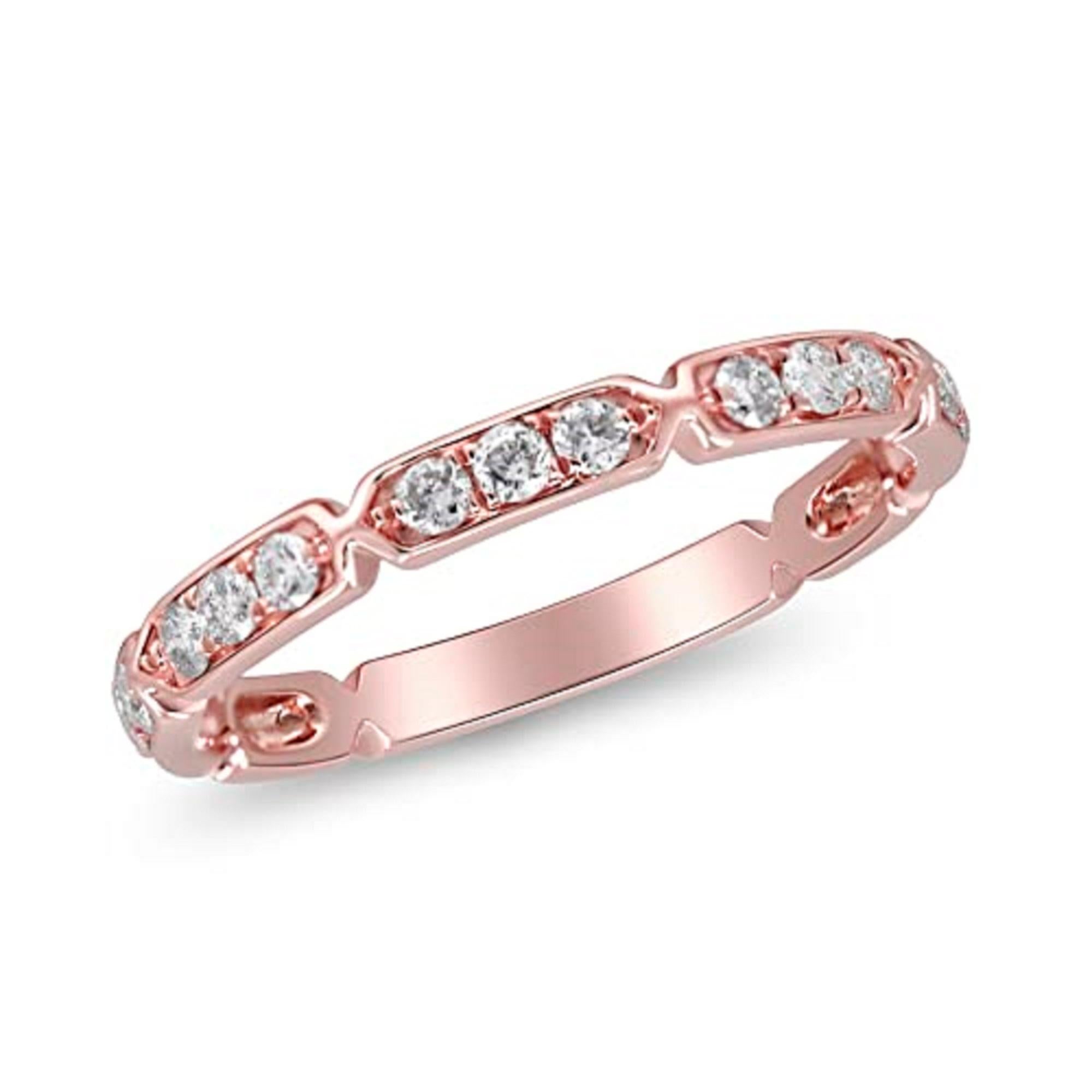 Art Deco Gin & Grace 14K Rose Gold Natural White Diamond Ring for women For Sale