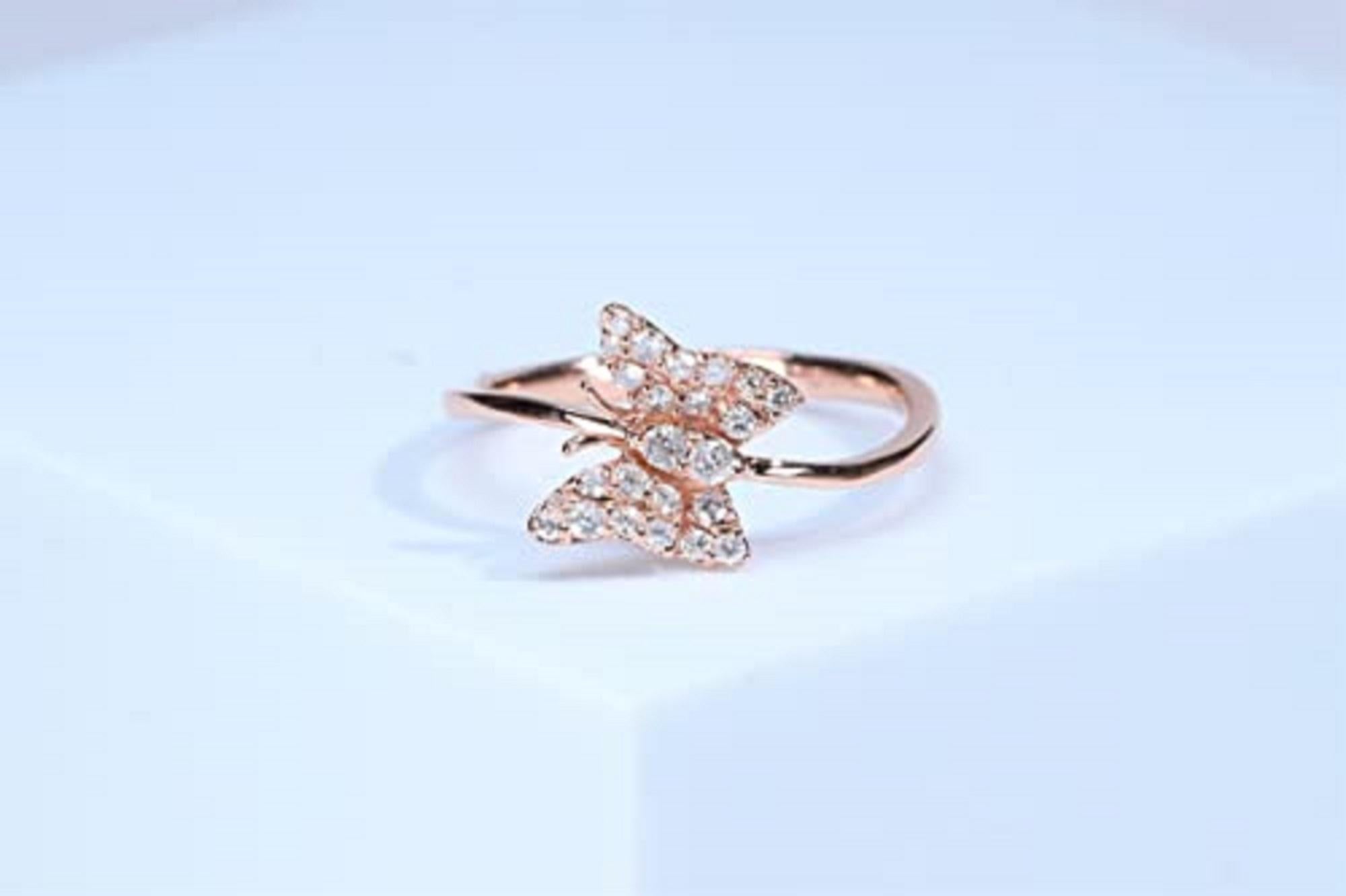 Art Deco Gin & Grace 14K Rose Gold Natural white diamond Ring for women For Sale