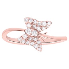 Gin & Grace 14K Roségold Ring mit natürlichem weißem Diamanten für Frauen