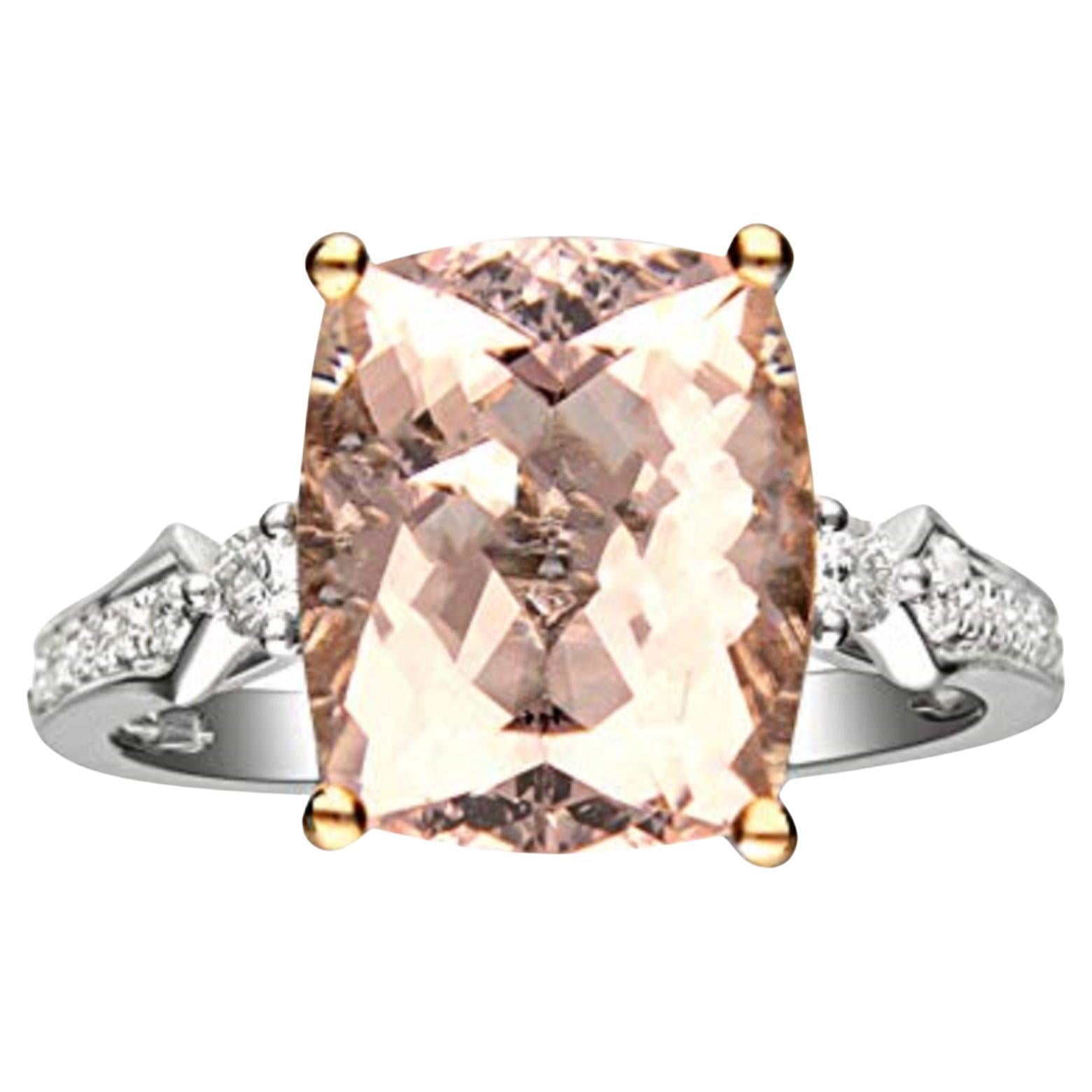 Gin & Grace 14K Two Tone Gold Genuine Morganite Ring with Diamonds for women For Sale