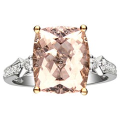 Gin & Grace 14K Two Tone Gold Genuine Morganite Ring with Diamonds for women