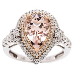 Gin & Grace 14K Two Tone Gold Genuine Morganite Ring with Diamonds for women