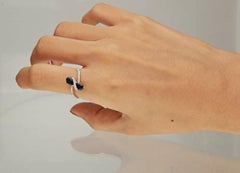 Gin & Grace Anello in oro bianco 14K con 2 zaffiri blu taglio pera e diamanti naturali