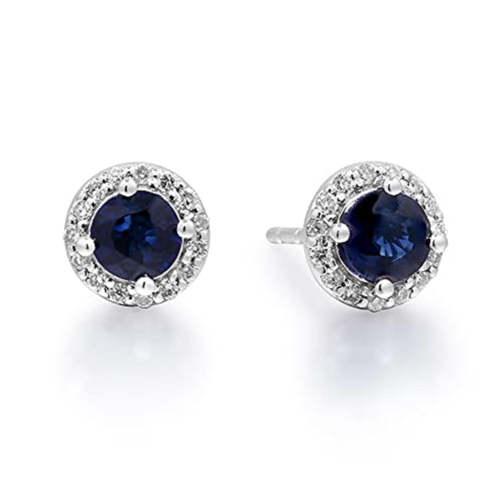 Art Deco Gin & Grace 14K White Gold Blue Sapphire Earrings with Diamonds for women For Sale