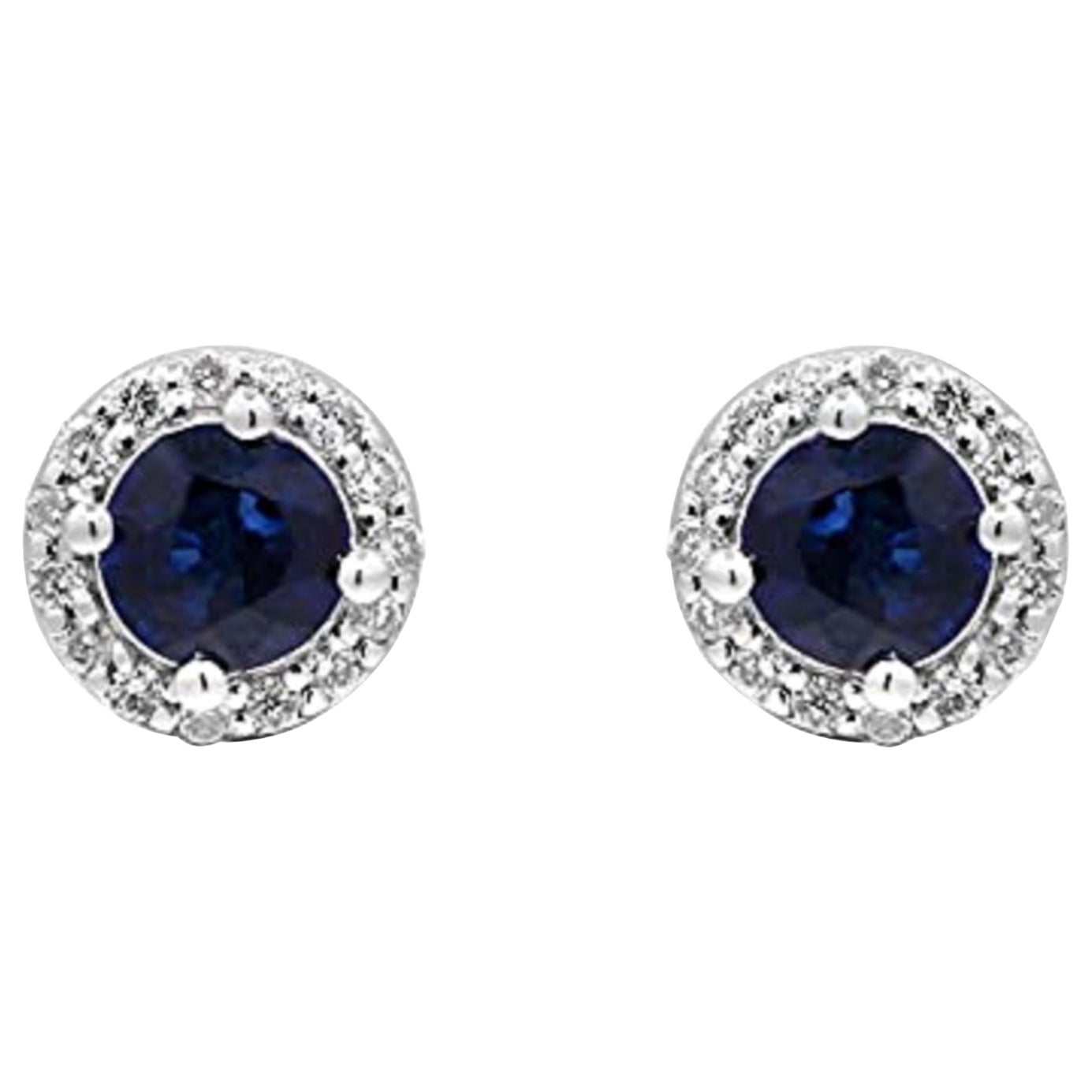 Gin & Grace 14K Weißgold Blaue Saphir-Ohrringe mit Diamanten für Frauen