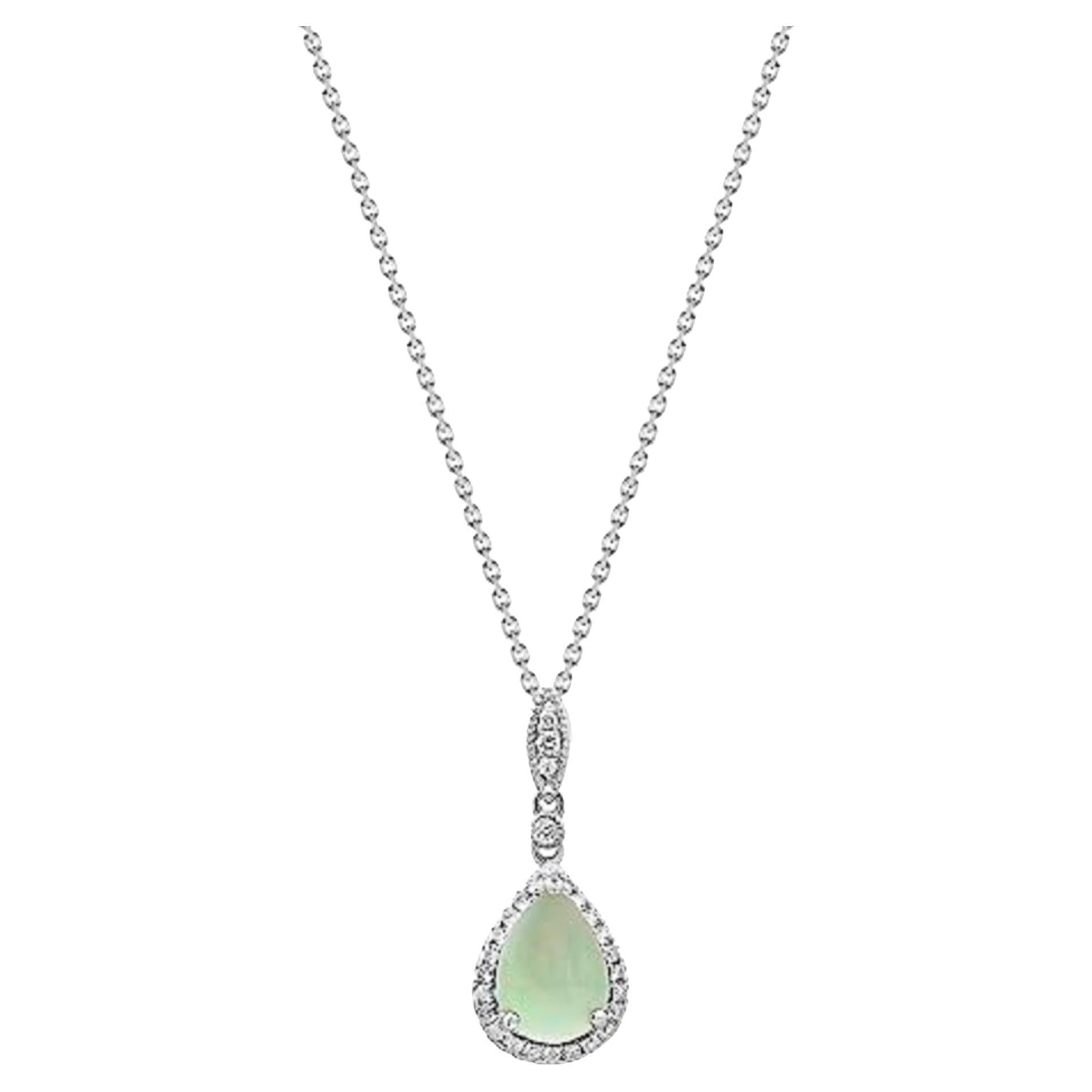 Gin & Grace 14K White Gold Ethiopian Opal Pendant with Diamonds for women For Sale