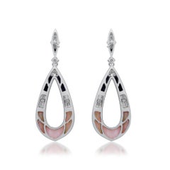 Gin & Grace 14K White Gold Fancy-Cut Onyx Earrings