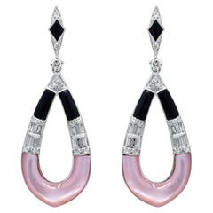 Gin & Grace 14K White Gold Fancy-Cut Onyx Earrings