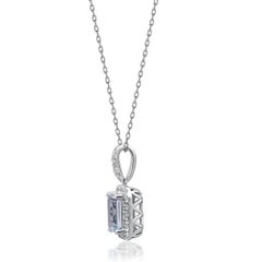 Gin & Grace 14K White Gold Genuine Aquamarine Pendant with Diamonds for women