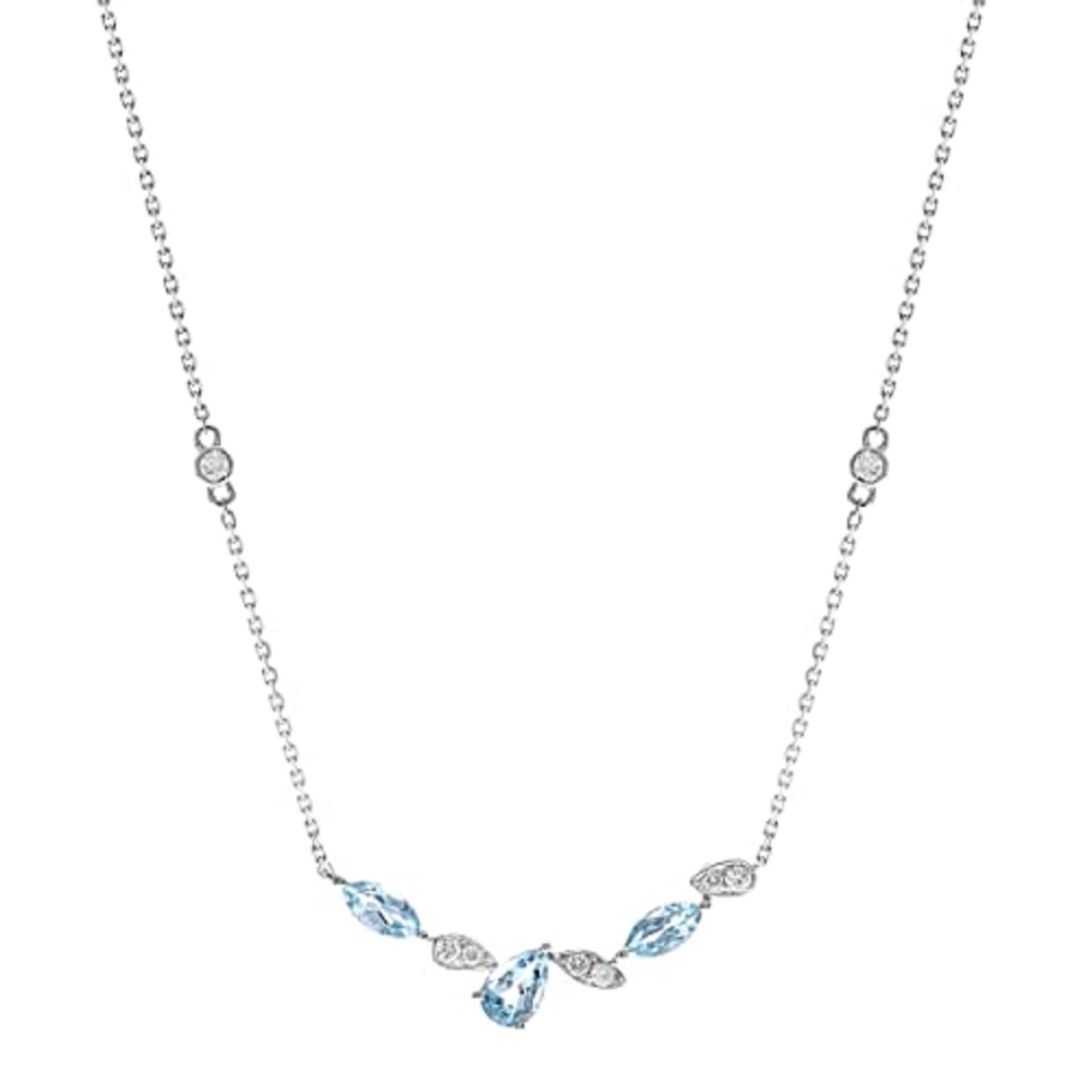 Pear Cut Gin & Grace 14K White Gold Genuine Aquamarine Pendant with Diamonds for women  For Sale