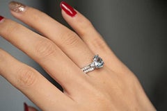 Gin & Grace 14K White Gold Genuine Aquamarine Ring with Diamonds for women