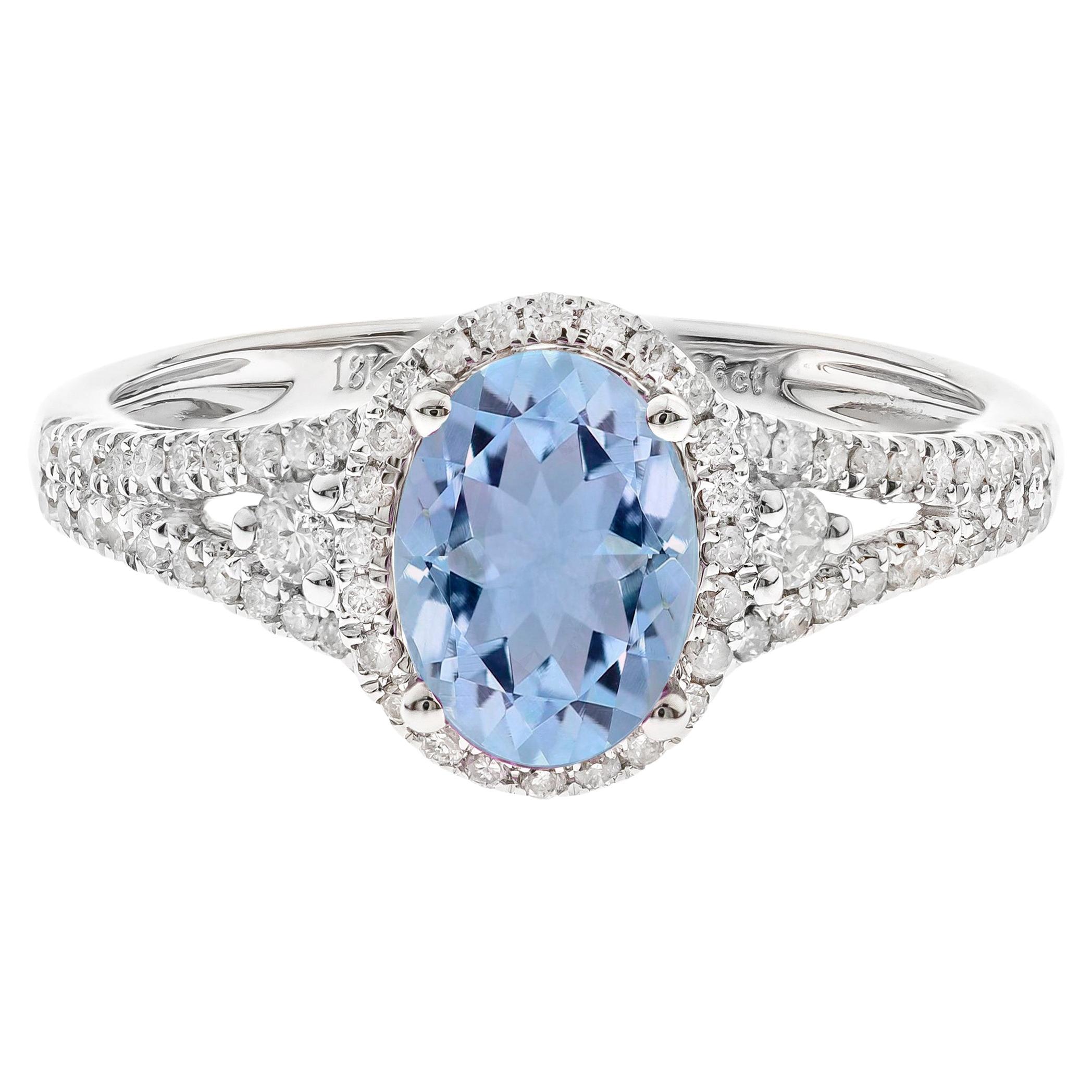 Gin and Grace 14K Yellow Gold Genuine Aquamarine Ring with Diamonds for ...