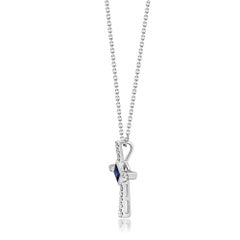 Gin & Grace 14K White Gold Genuine Blue Sapphire Pendant with Diamonds for women