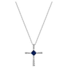 Gin & Grace 14K Weißgold Echter blauer Saphir-Anhänger mit Diamanten für Frauen
