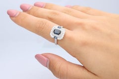 Gin & Grace 14K White Gold Genuine Blue Sapphire Ring with Diamonds for women