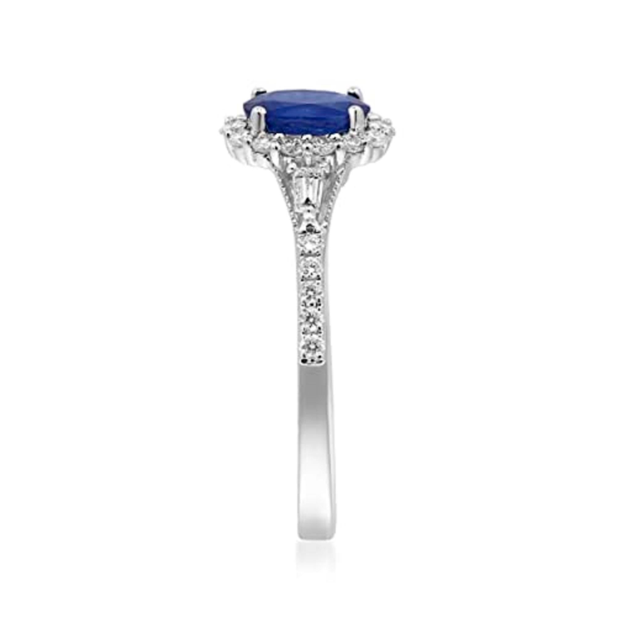 Oval Cut  Gin & Grace 14K White Gold Genuine Blue Sapphire Ring with Diamonds for women For Sale