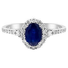  Gin & Grace 14K White Gold Genuine Blue Sapphire Ring with Diamonds for women
