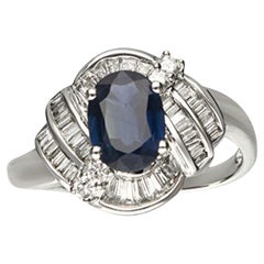 Gin & Grace 14K Weißgold Ring mit echtem blauem Saphir und Diamanten für Frauen