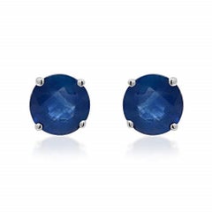 Gin & Grace Ohrstecker aus 14 Karat Weißgold mit echtem blauem Saphir für Frauen