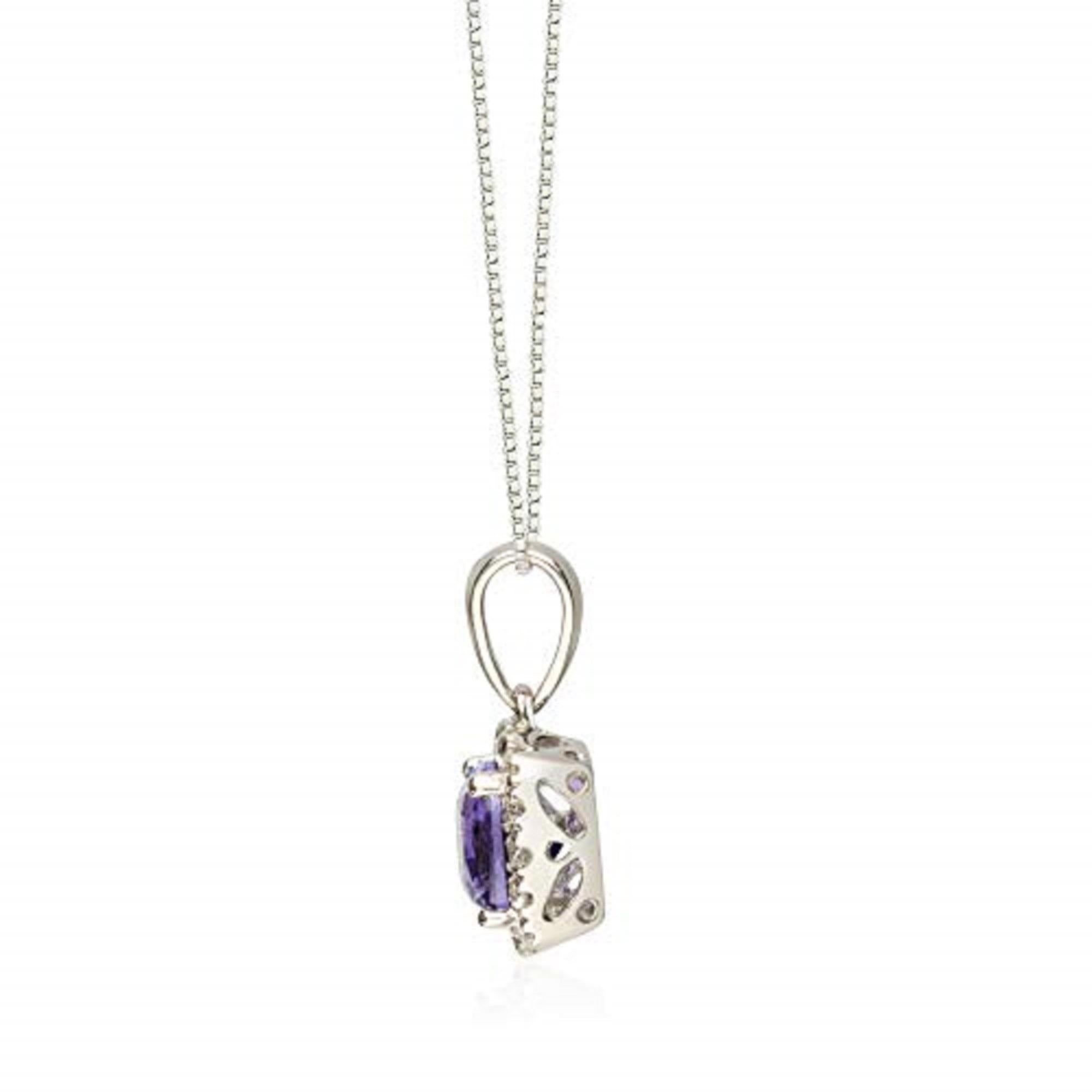 Art déco Gin & Grace Pendentif en or blanc 14 carats avec tanzanite véritable et diamants pour femmes en vente