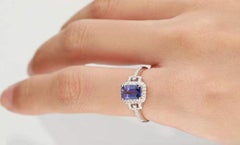 Gin & Grace 14K White Gold Genuine Tanzanite Ring with Diamonds for women