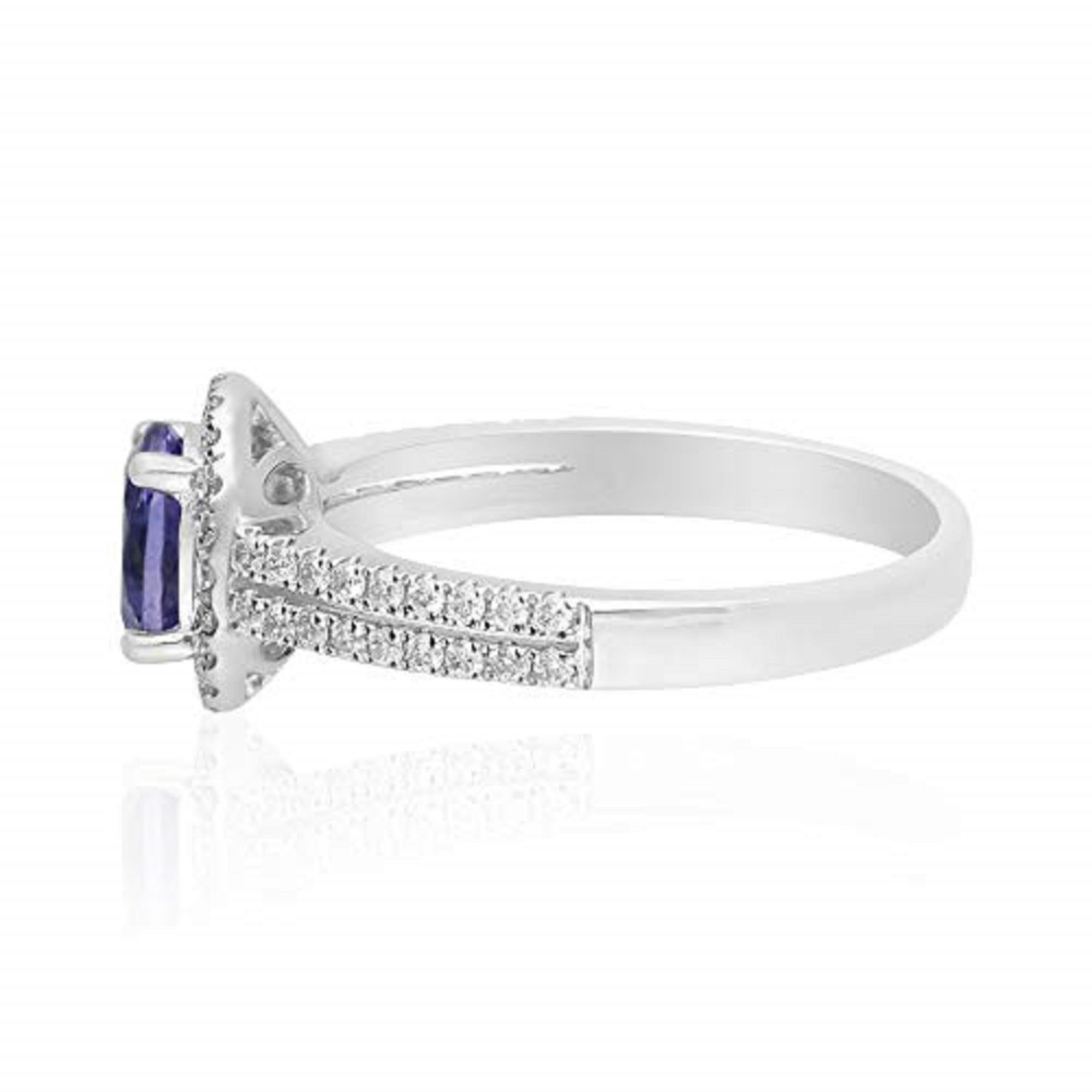Oval Cut Gin & Grace 14K White Gold Genuine Tanzanite Ring with Diamonds for women For Sale