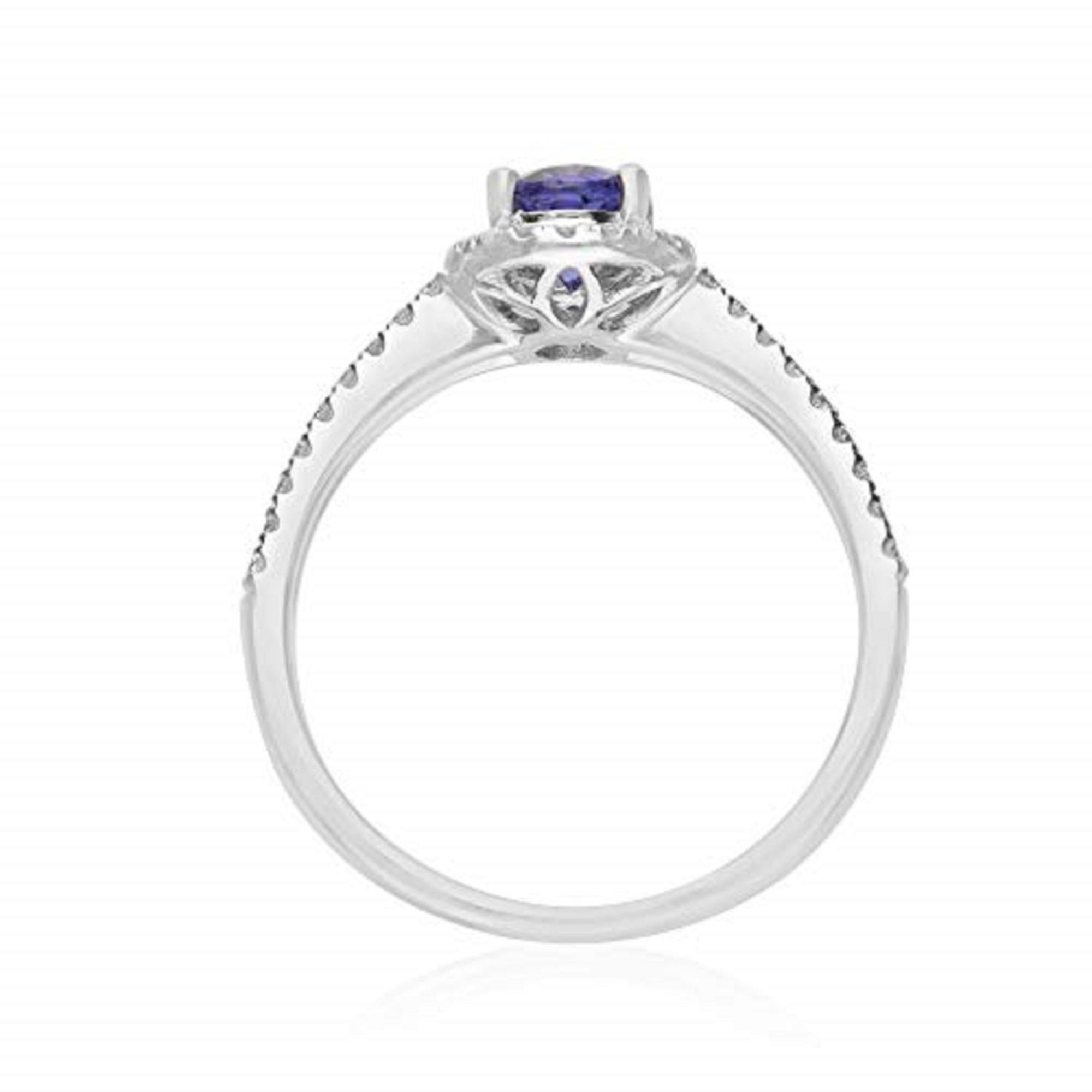 Gin & Grace 14K White Gold Genuine Tanzanite Ring with Diamonds for women In New Condition For Sale In New York, NY