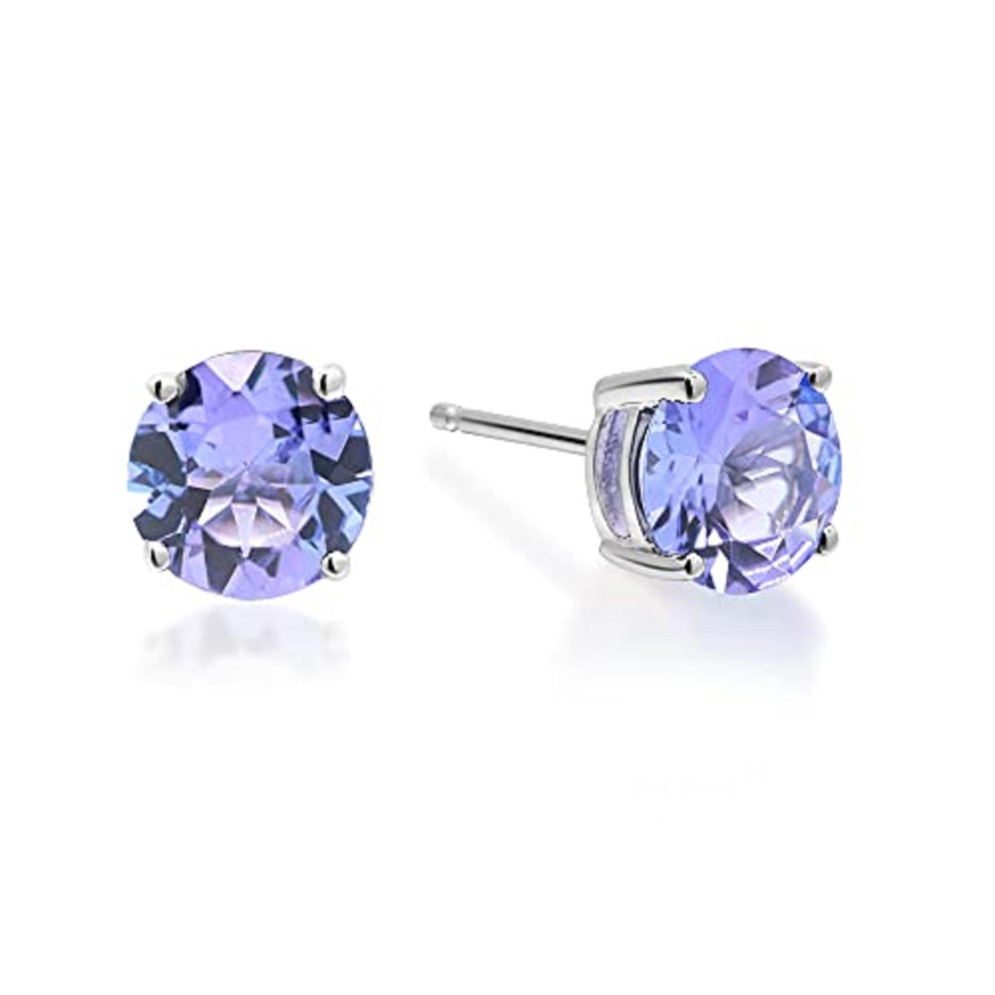 Art Deco Gin & Grace 14K White Gold Genuine Tanzanite Stud Earrings for women For Sale