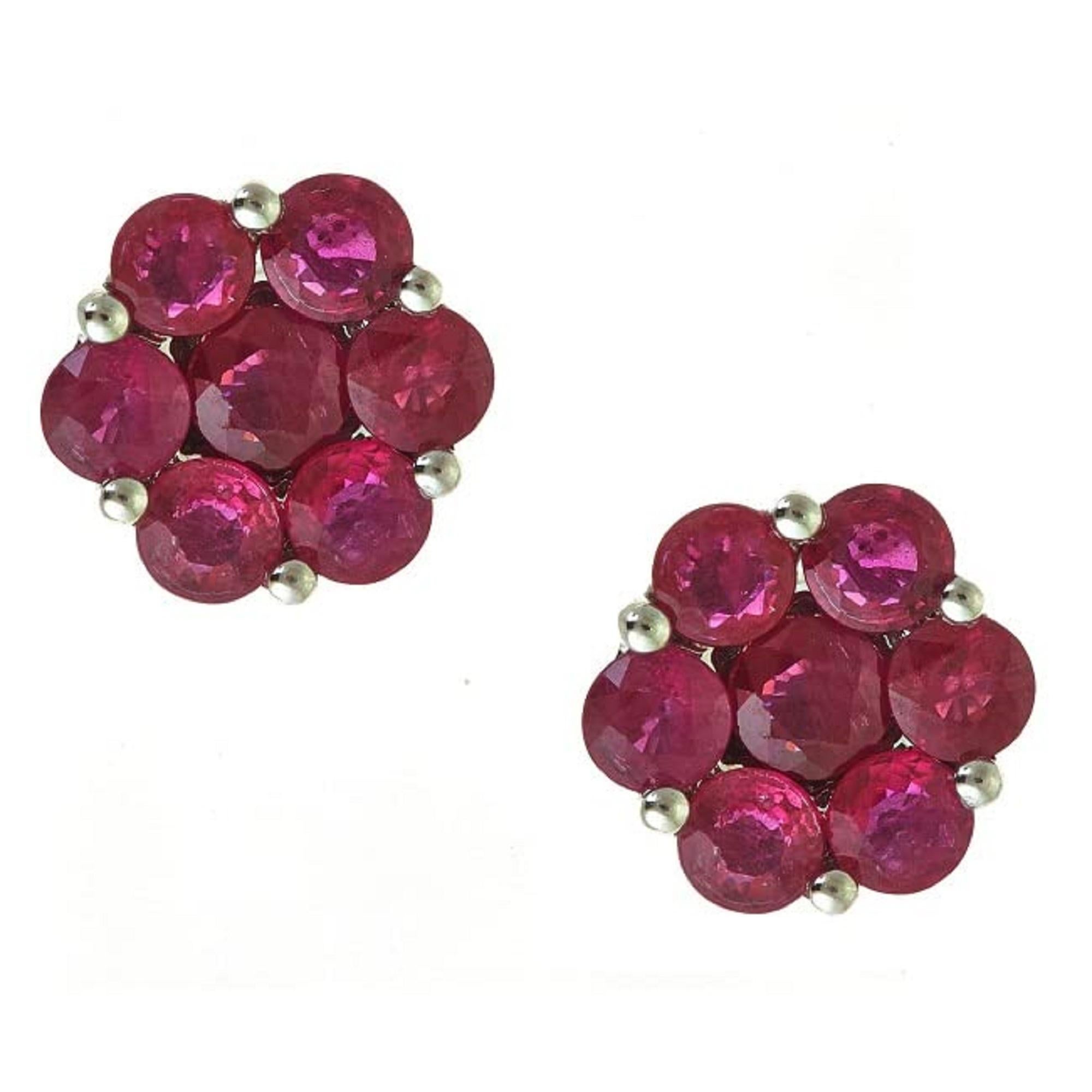 Round Cut Gin & Grace 14K White Gold Mozambique Genuine Ruby Earrings for women For Sale