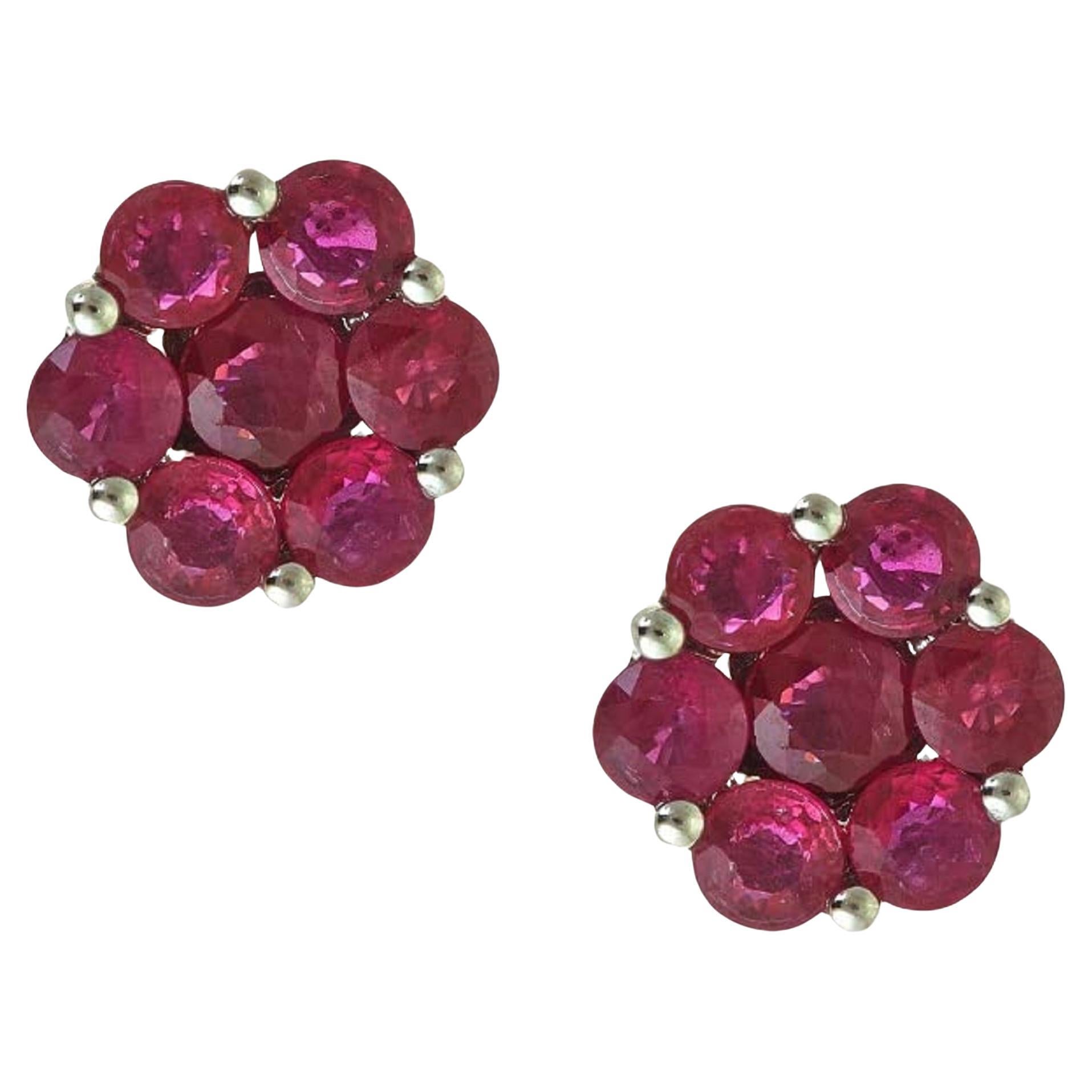 Gin & Grace 14K White Gold Mozambique Genuine Ruby Earrings for women For Sale